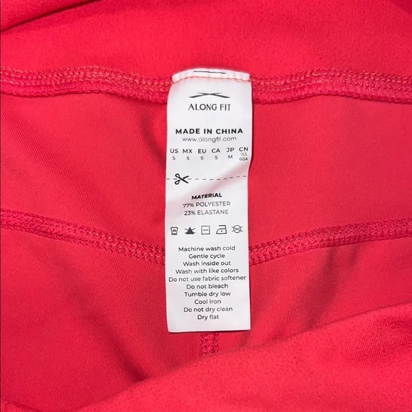 Vibrant Coral High-Waist Capri Leggings with Side Pockets Yoga Tights - Picture 2 of 7